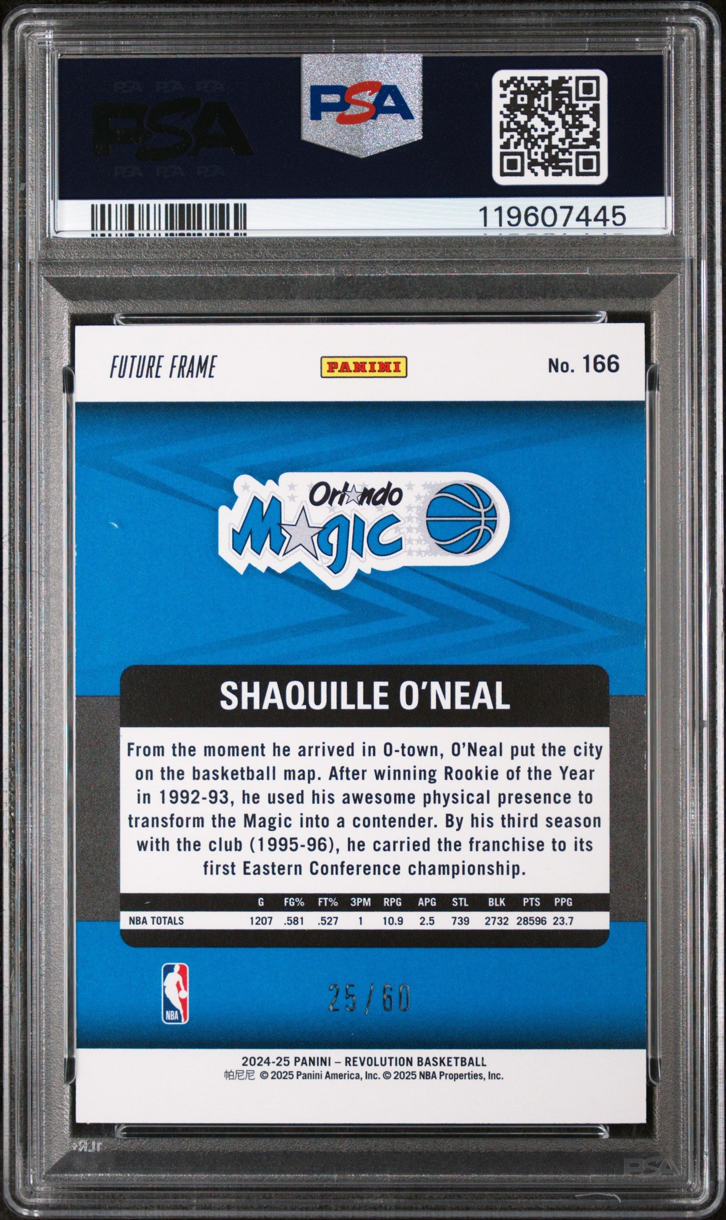 2024-25 Panini Revolution Future Frame Shaquille O'Neal #166 /60 PSA 9