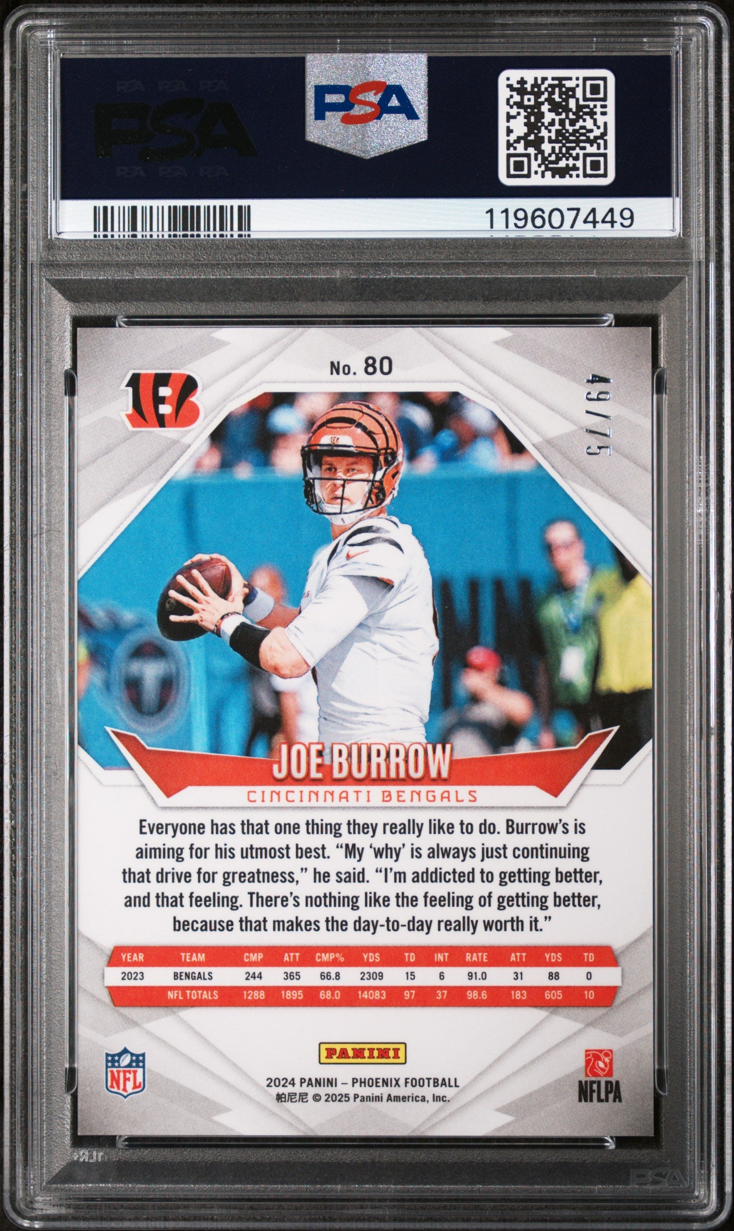 2024 Panini Phoenix Bronze Joe Burrow #80 /75 PSA 10