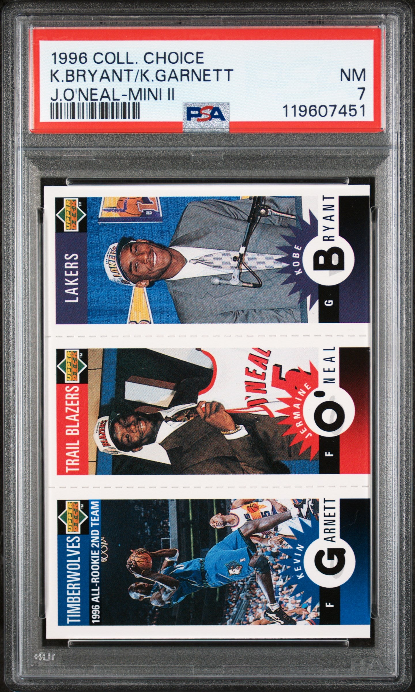 1996 Upper Deck Coll. Choice Mini II Bryant/O'Neal/Garnett #M129/M158/M139 PSA 7