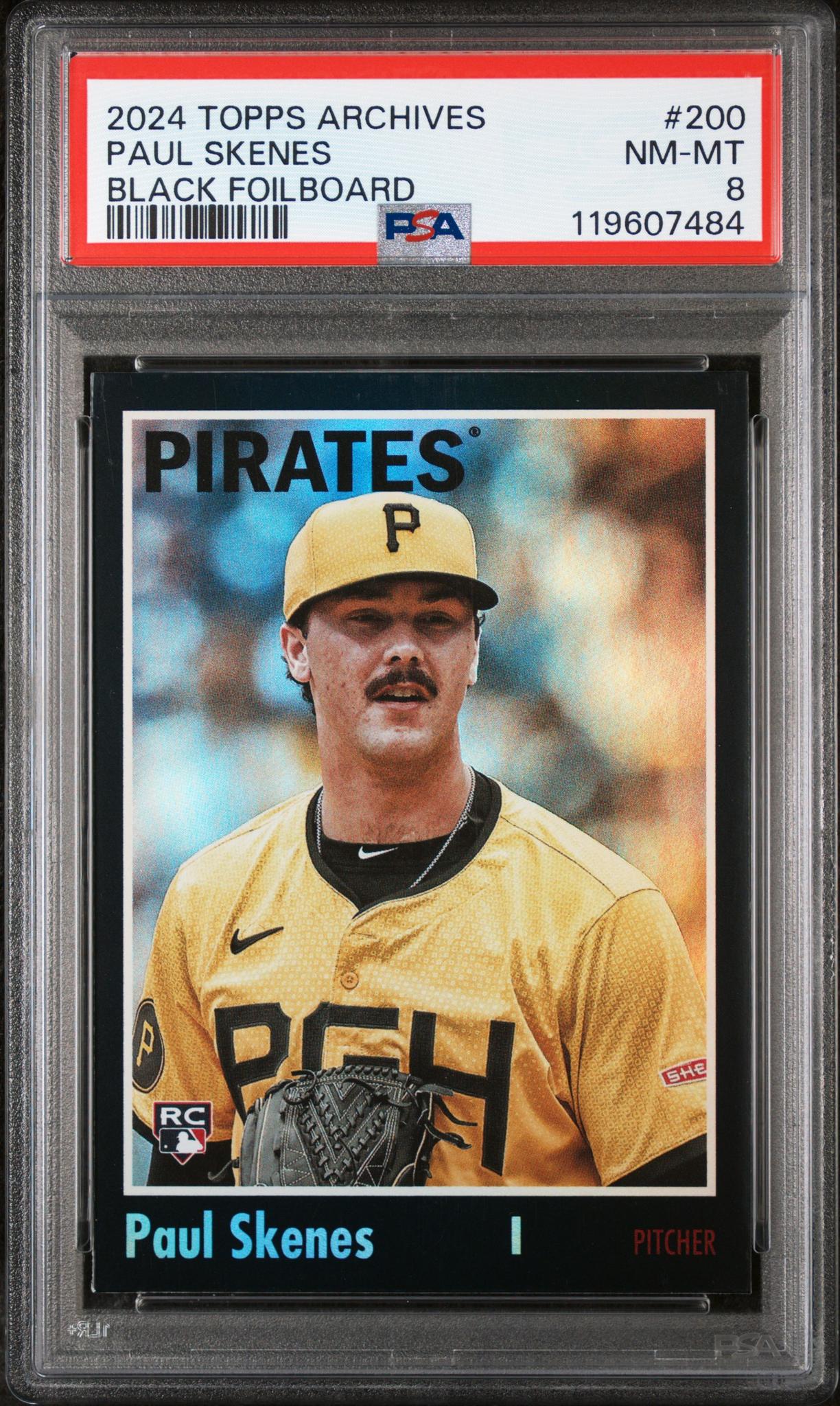 2024 Topps Archives Black Foilboard Paul Skenes #200 RC PSA 8