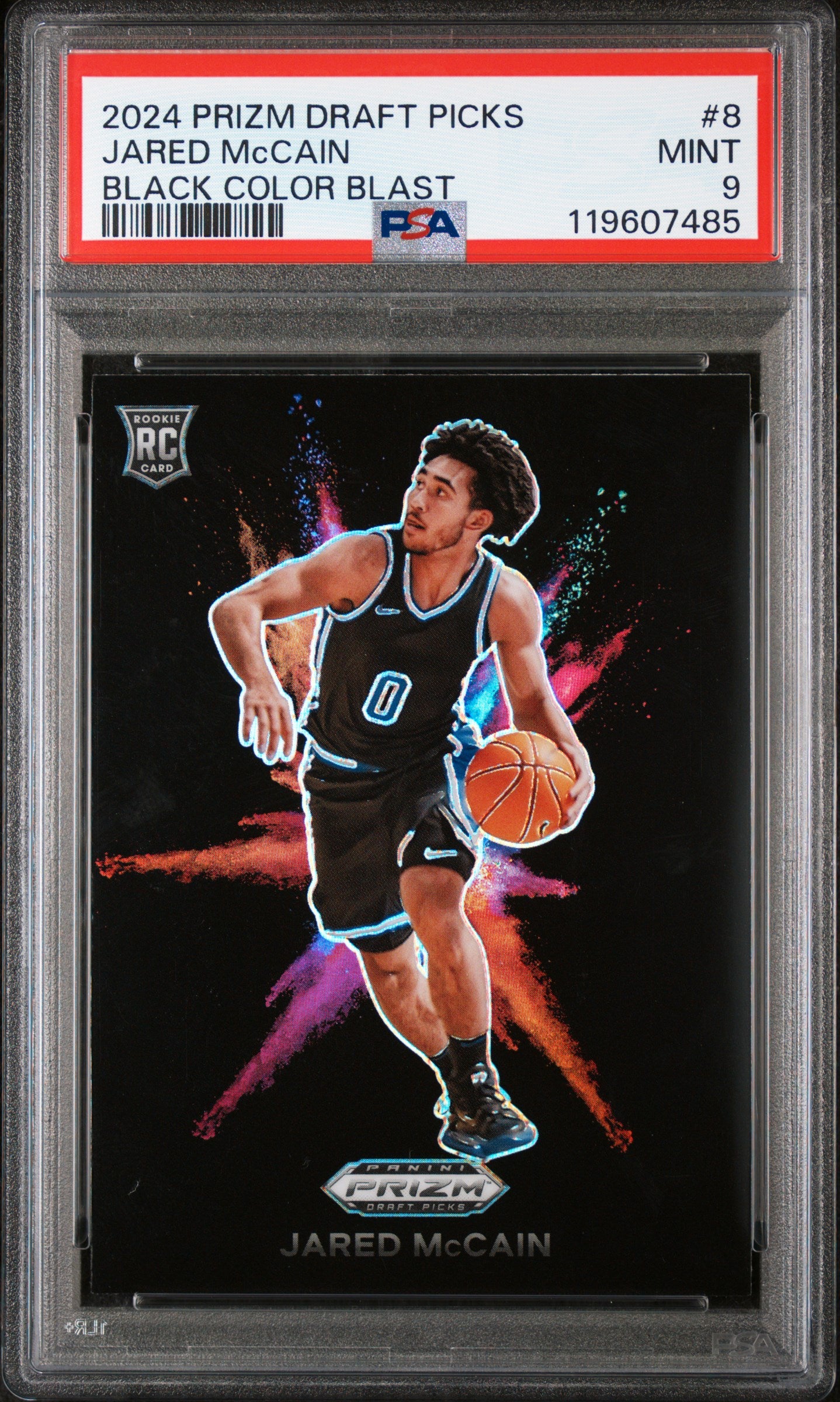 2024 Panini Prizm Draft Picks Black Color Blast Jared McCain #8 RC PSA 9