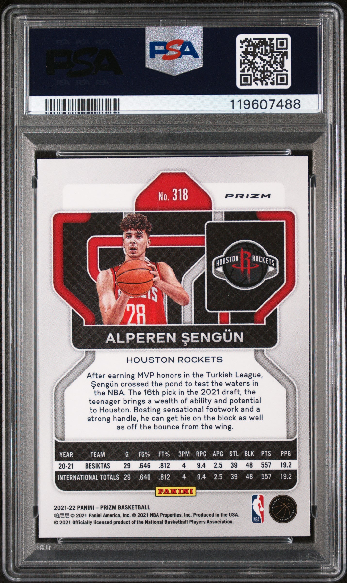 2021 Panini Prizm NBA 75th Prizm Alperen Sengun #318 RC PSA 9