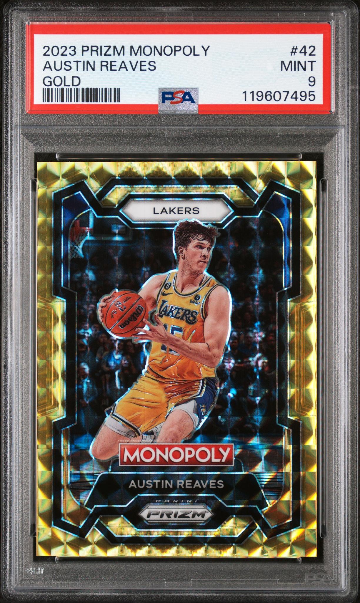 2023 Panini Prizm Monopoly Gold Austin Reaves #42 /100 PSA 9