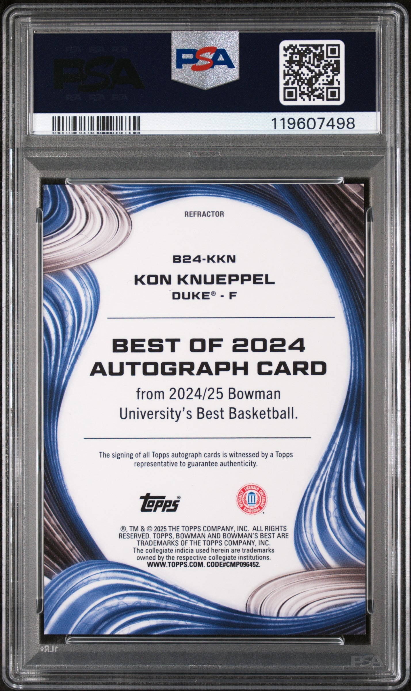 2024 Bowman U Best Best of 2024 Refractor Kon Knueppel #B24-KKN Auto PSA 10