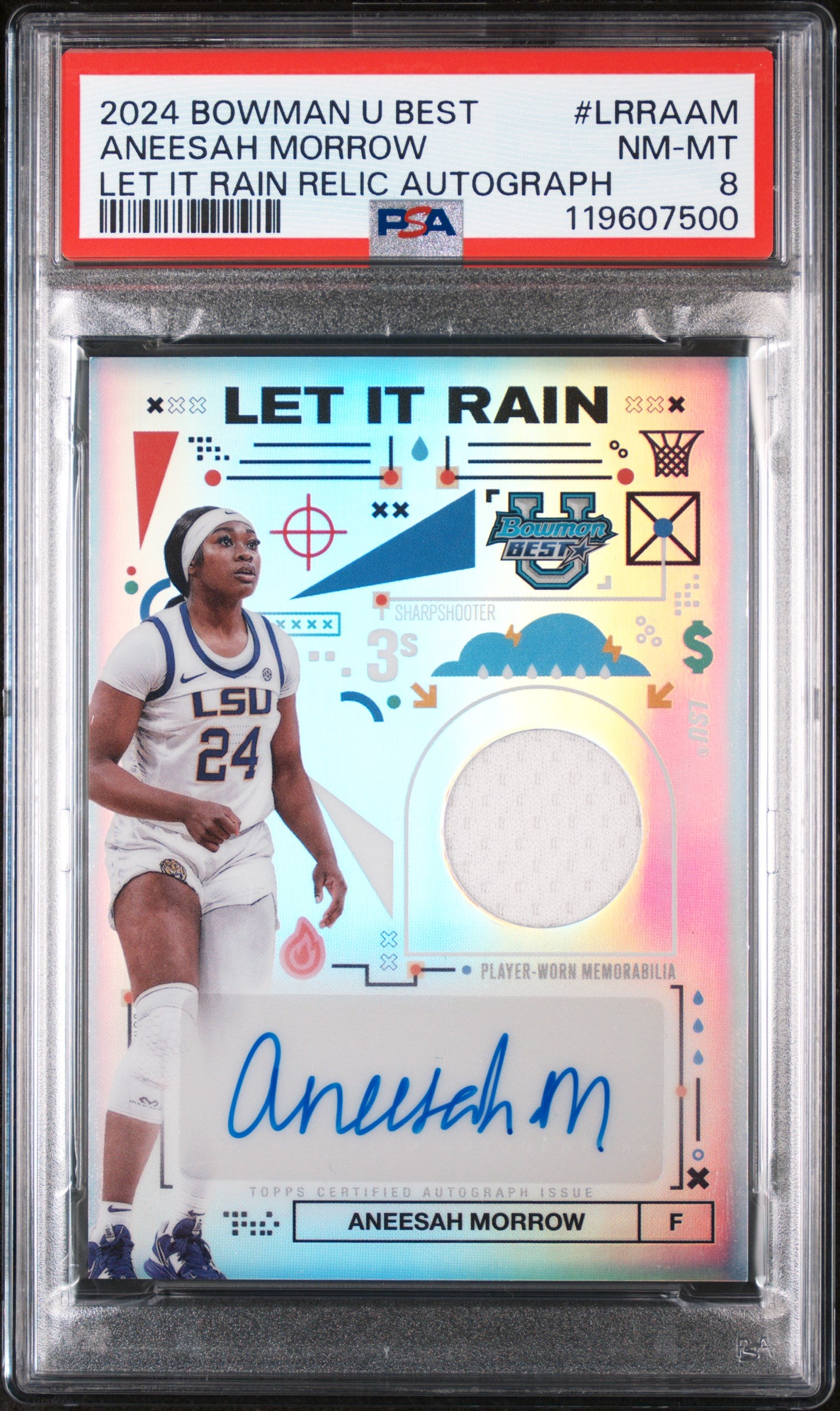 2024 Bowman U Best Let It Rain Aneesah Morrow #LRRA-AM Relic Auto PSA 8
