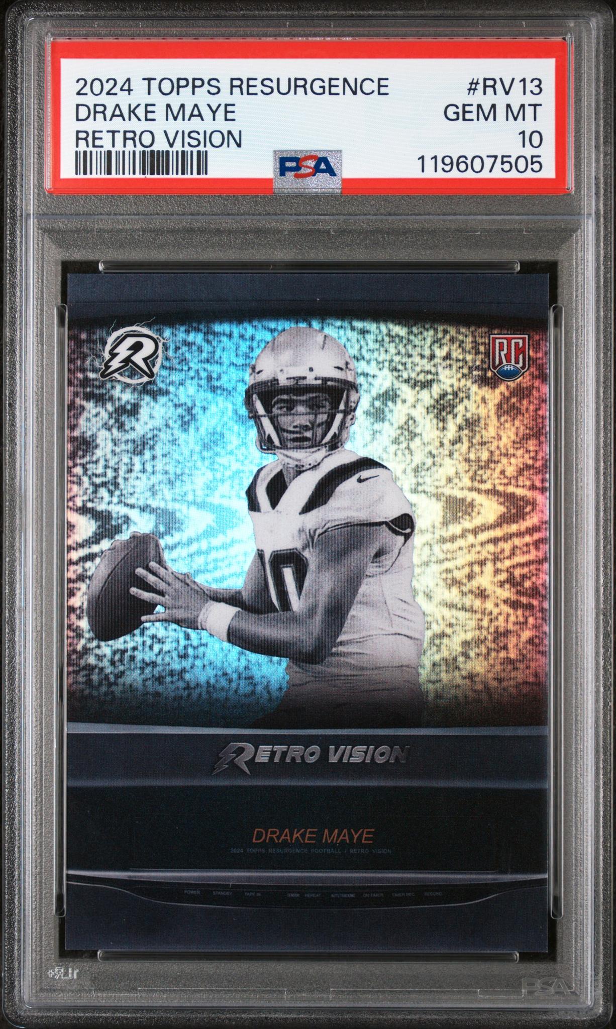 2024 Topps Resurgence Retro Vision Drake Maye #RV13 RC PSA 10