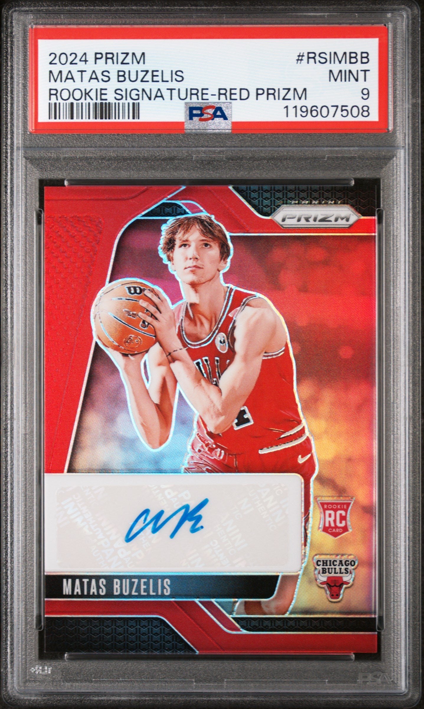 2024 Panini Prizm Rookie Signatures Red Matas Buzelis #RSI-MBB RC Auto /99 PSA 9