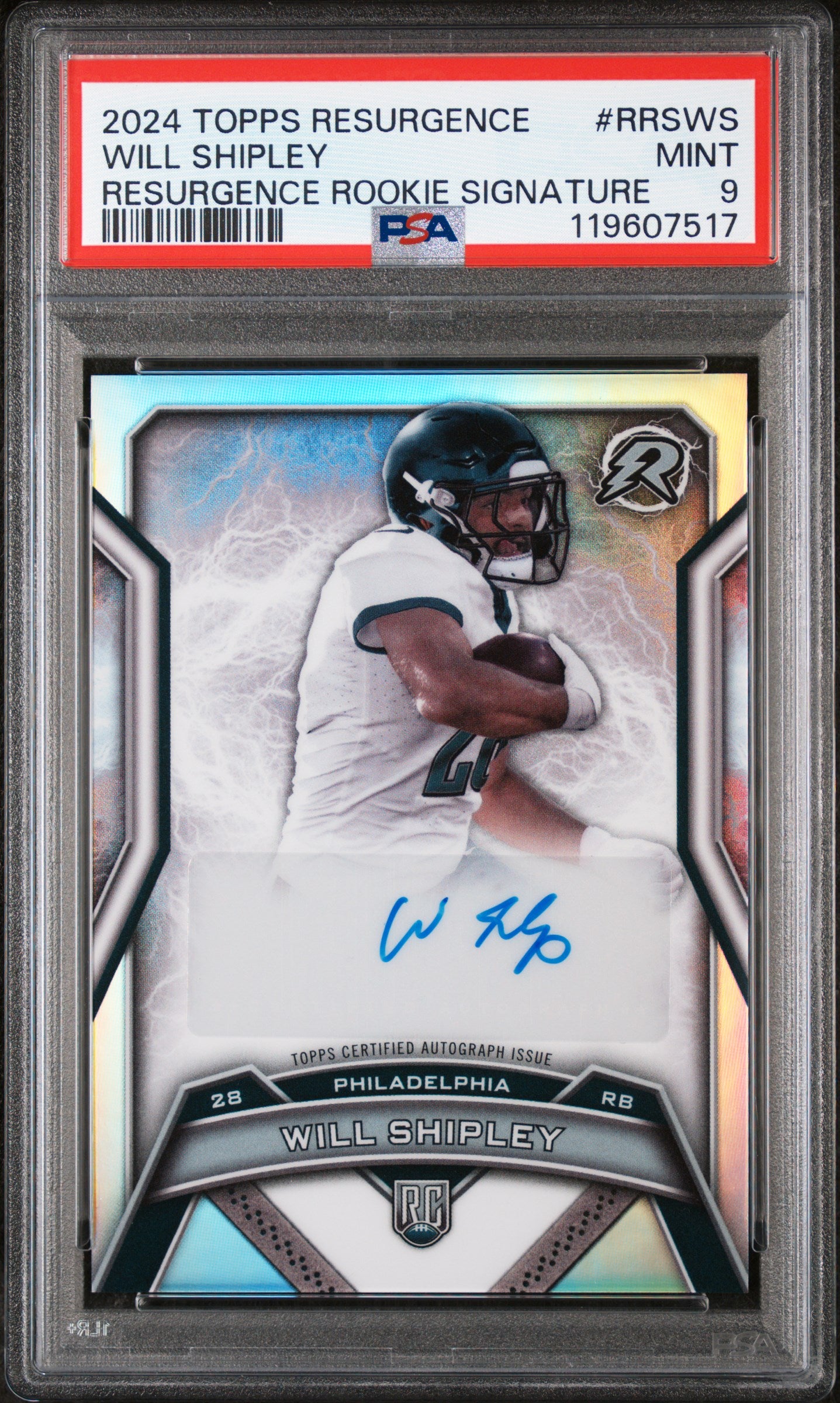2024 Topps Resurgence Rookie Signatures Will Shipley #RRSWS RC Auto PSA 9