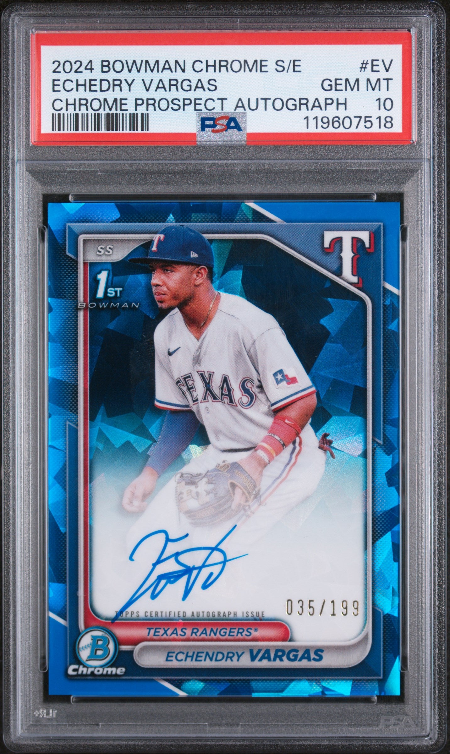 2024 Bowman Chrome # Echendry Vargas Chrome Prospect Autograph /199 Auto PSA 10