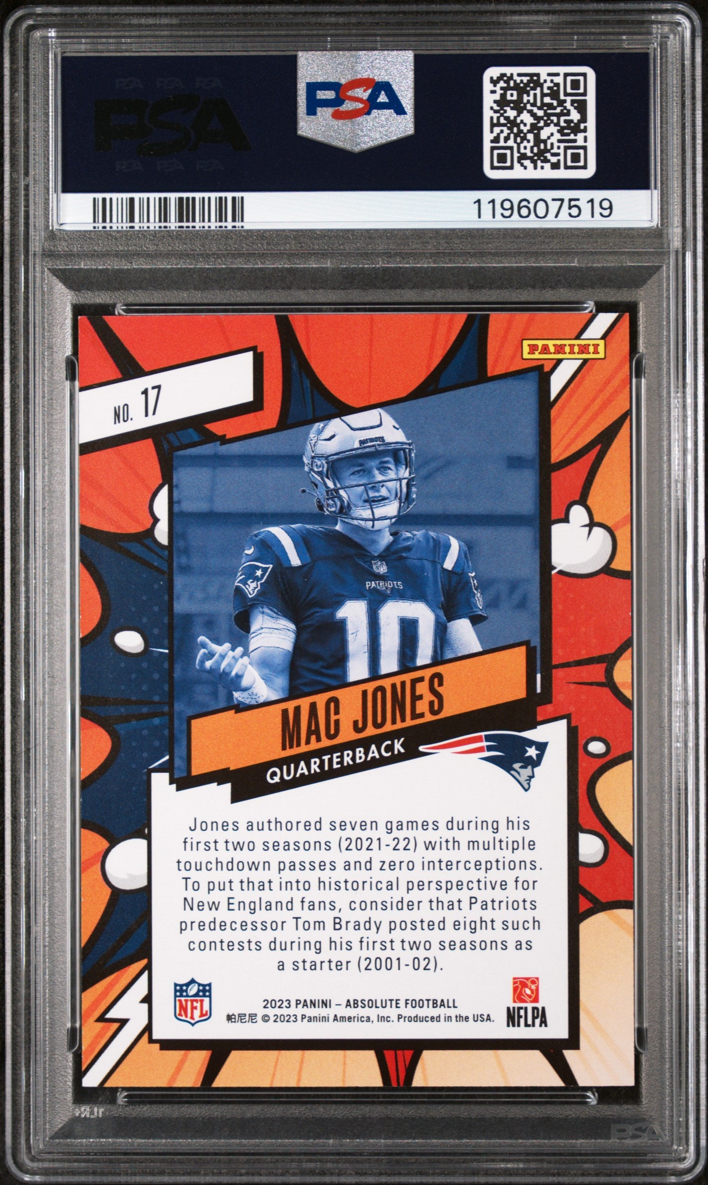 2023 Panini Absolute Explosive Mac Jones #17 PSA 8