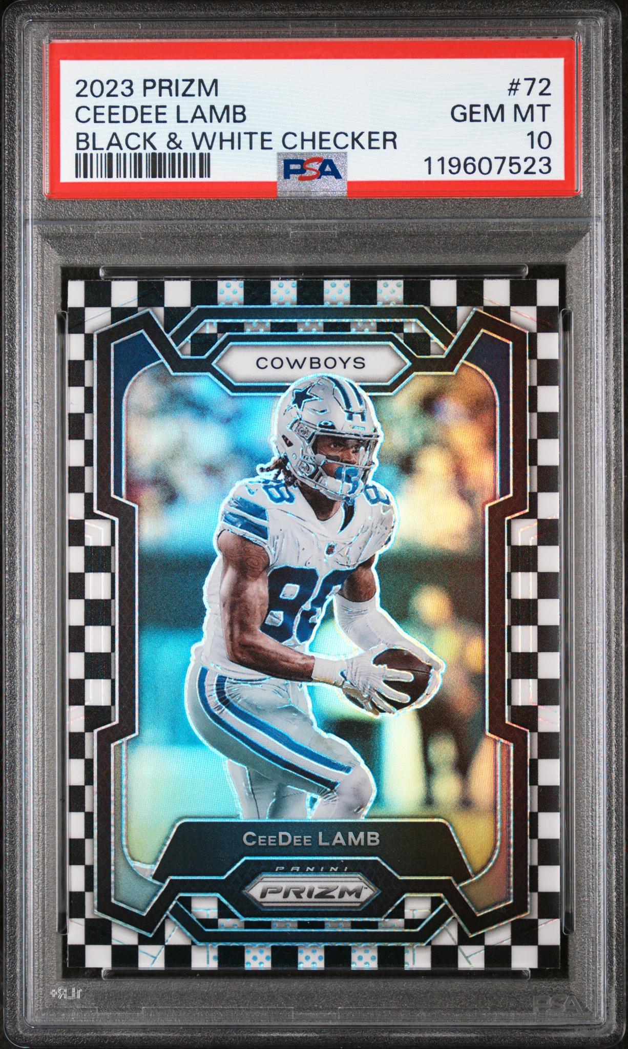 2023 Panini Prizm Black & White Checker CeeDee Lamb #72 PSA 10