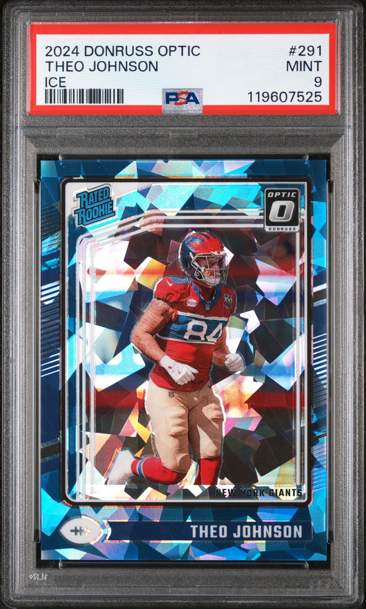 2024 Panini Donruss Optic Ice Theo Johnson #291 RC /15 PSA 9