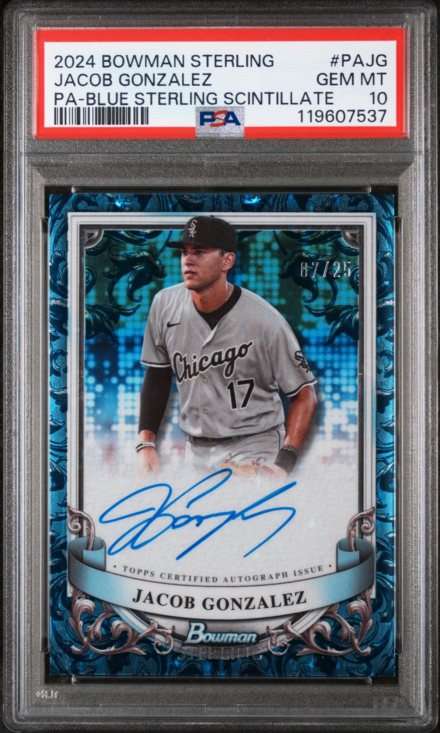 2024 Bowman Sterling Blue Scintillate Jacob Gonzalez #PA-JG Auto /25 PSA 10