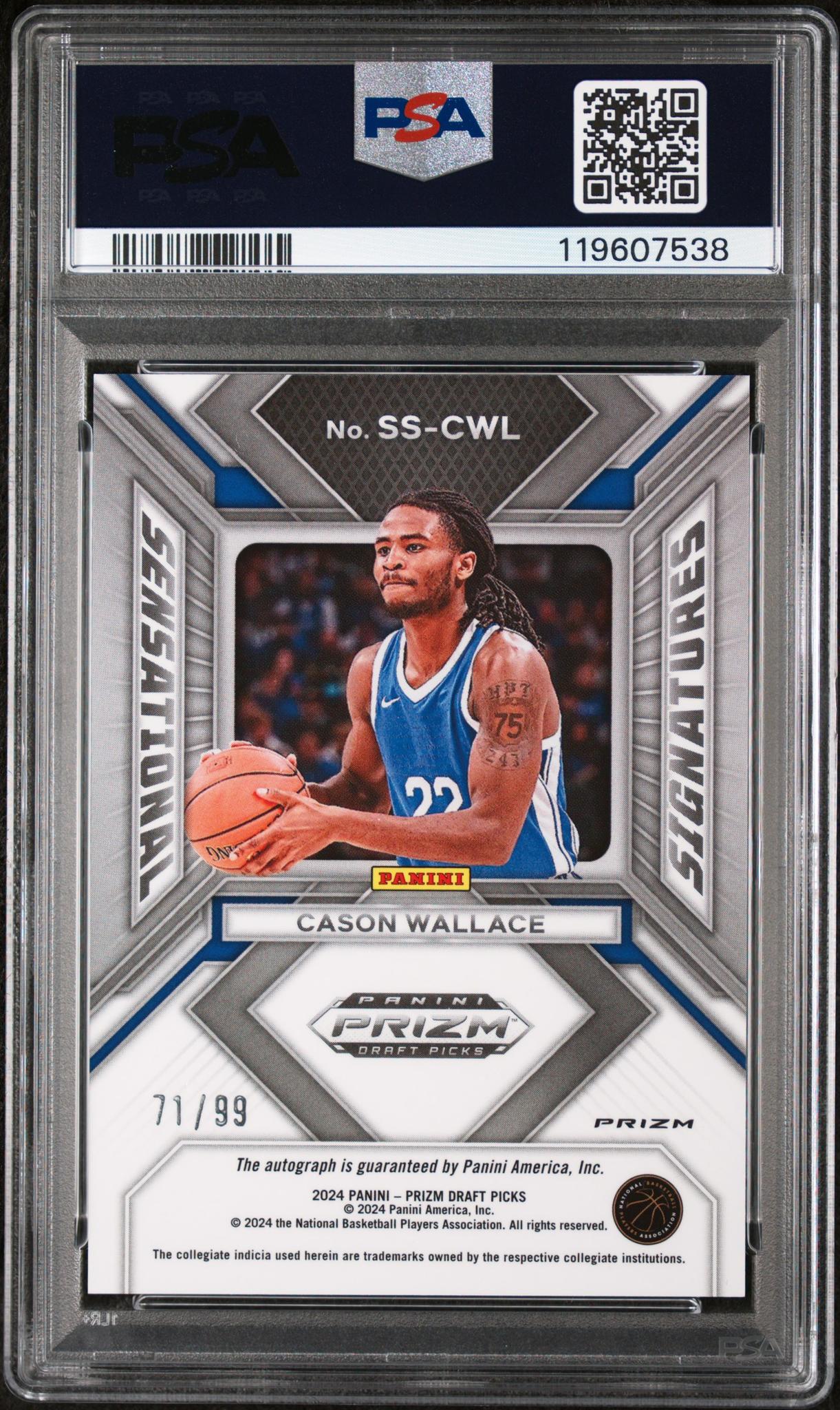 2024 Prizm #SS-CWL Cason Wallace Sensational Signatures /99 PSA 10