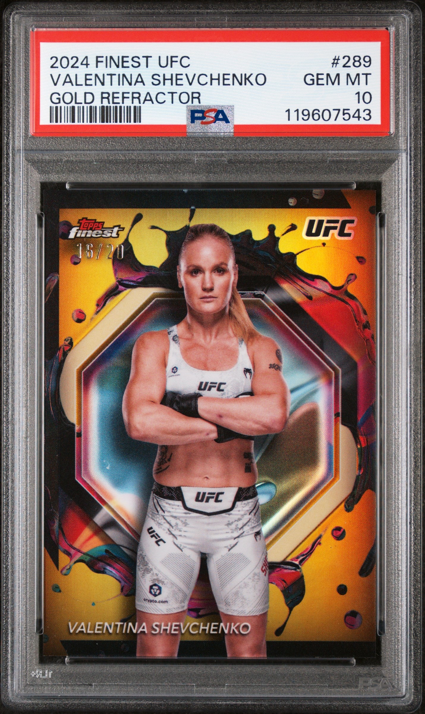 2024 Topps Finest UFC Gold Refractor Valentina Shevchenko #289 /50 PSA 10