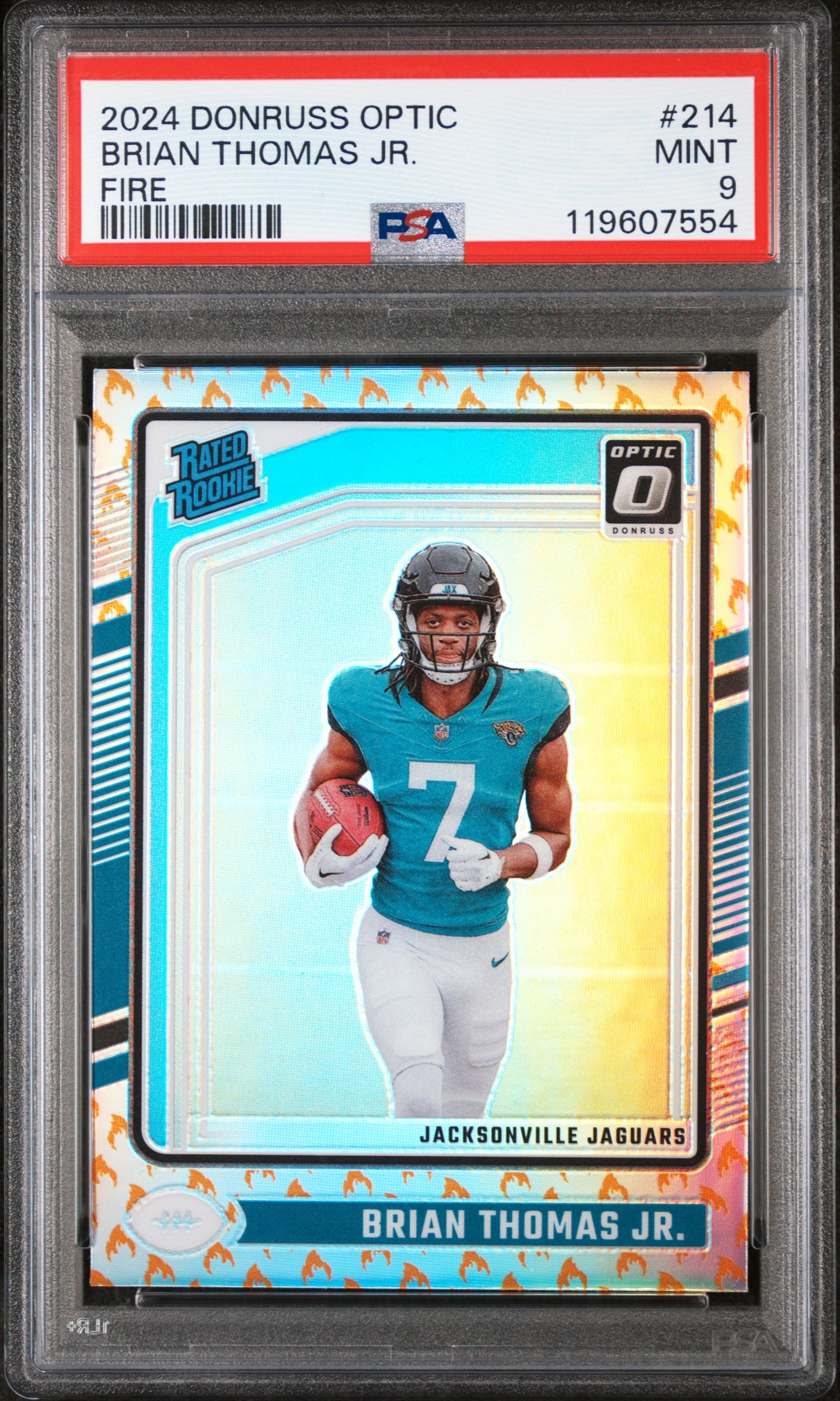 2024 Panini Donruss Optic Fire Brian Thomas Jr. #214 RC PSA 9