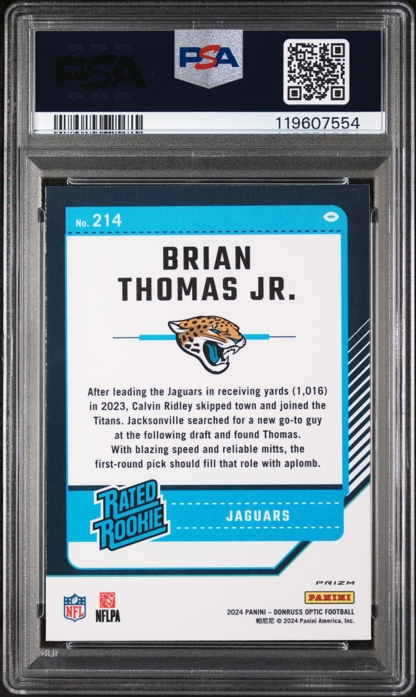 2024 Panini Donruss Optic Fire Brian Thomas Jr. #214 RC PSA 9