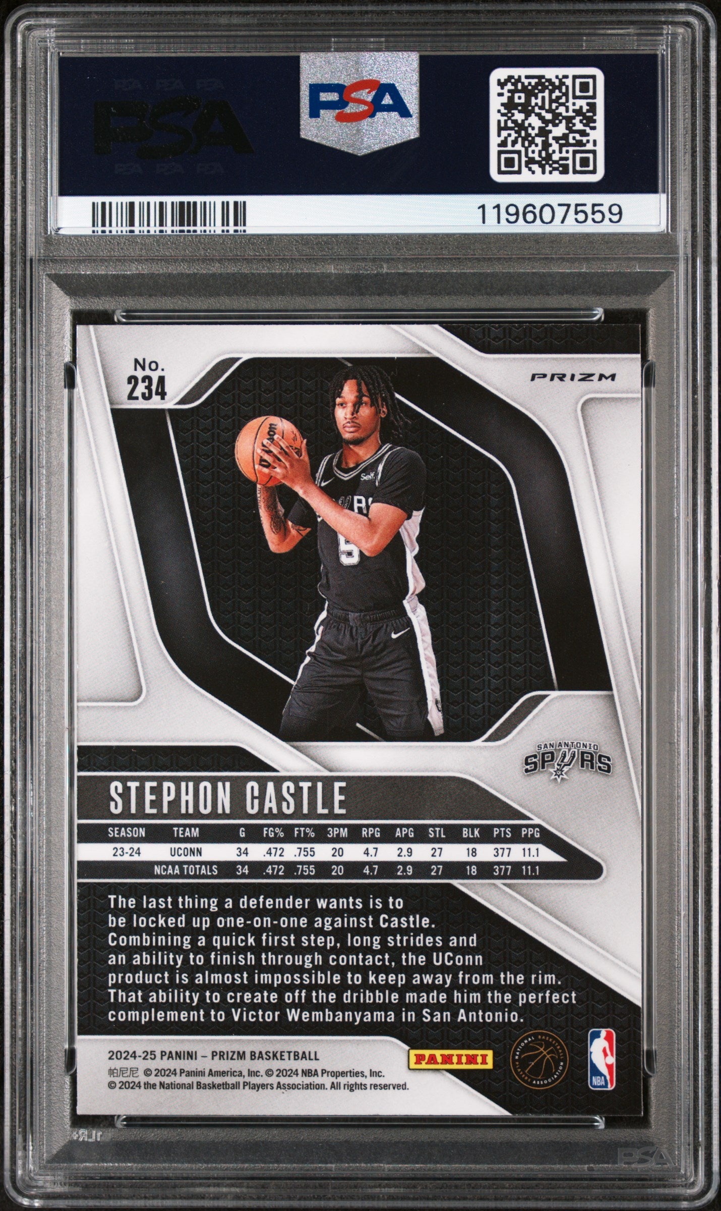 2024 Panini Prizm Red Ice Stephon Castle #234 RC PSA 9