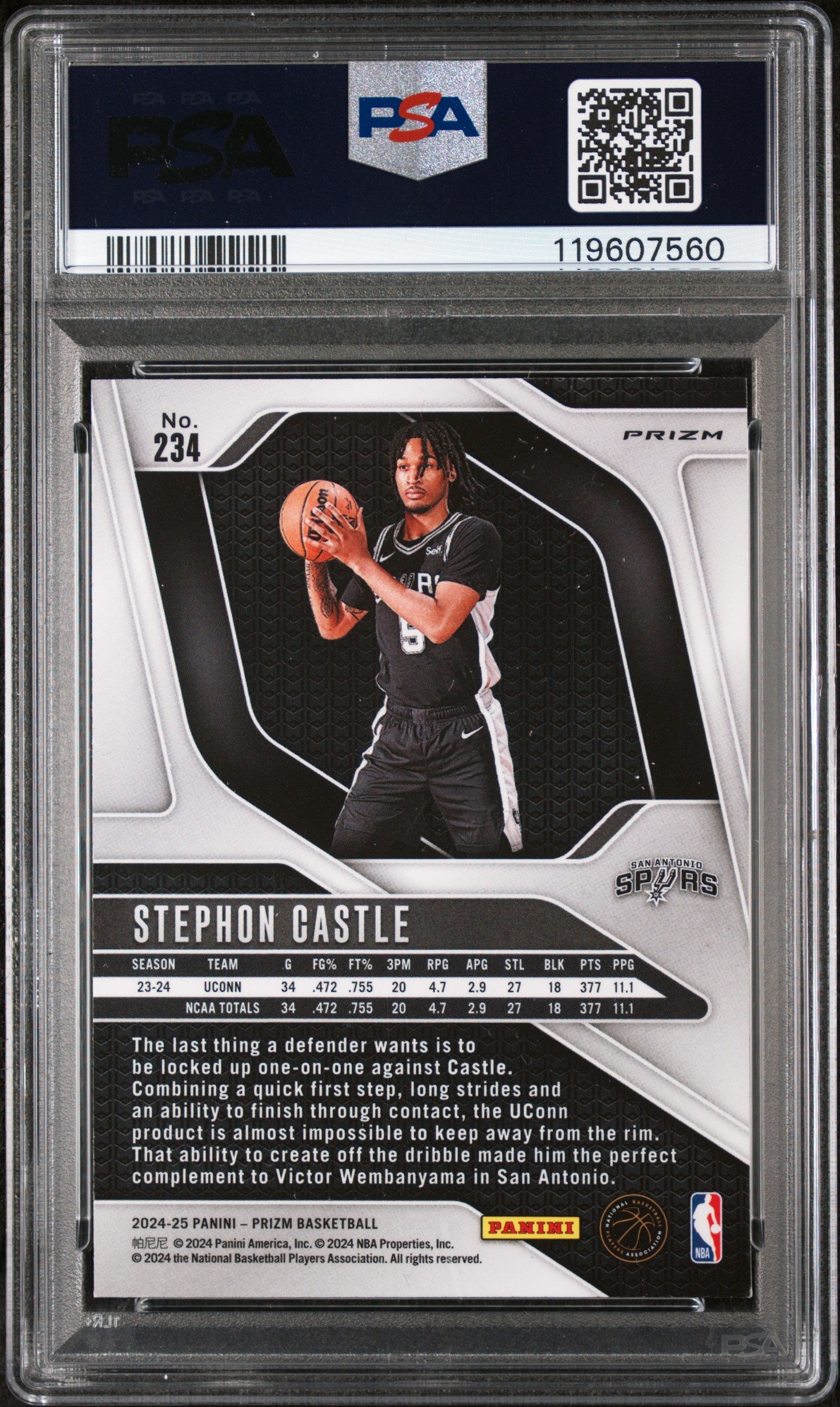 2024 Panini Prizm Red Ice Stephon Castle #234 RC PSA 9