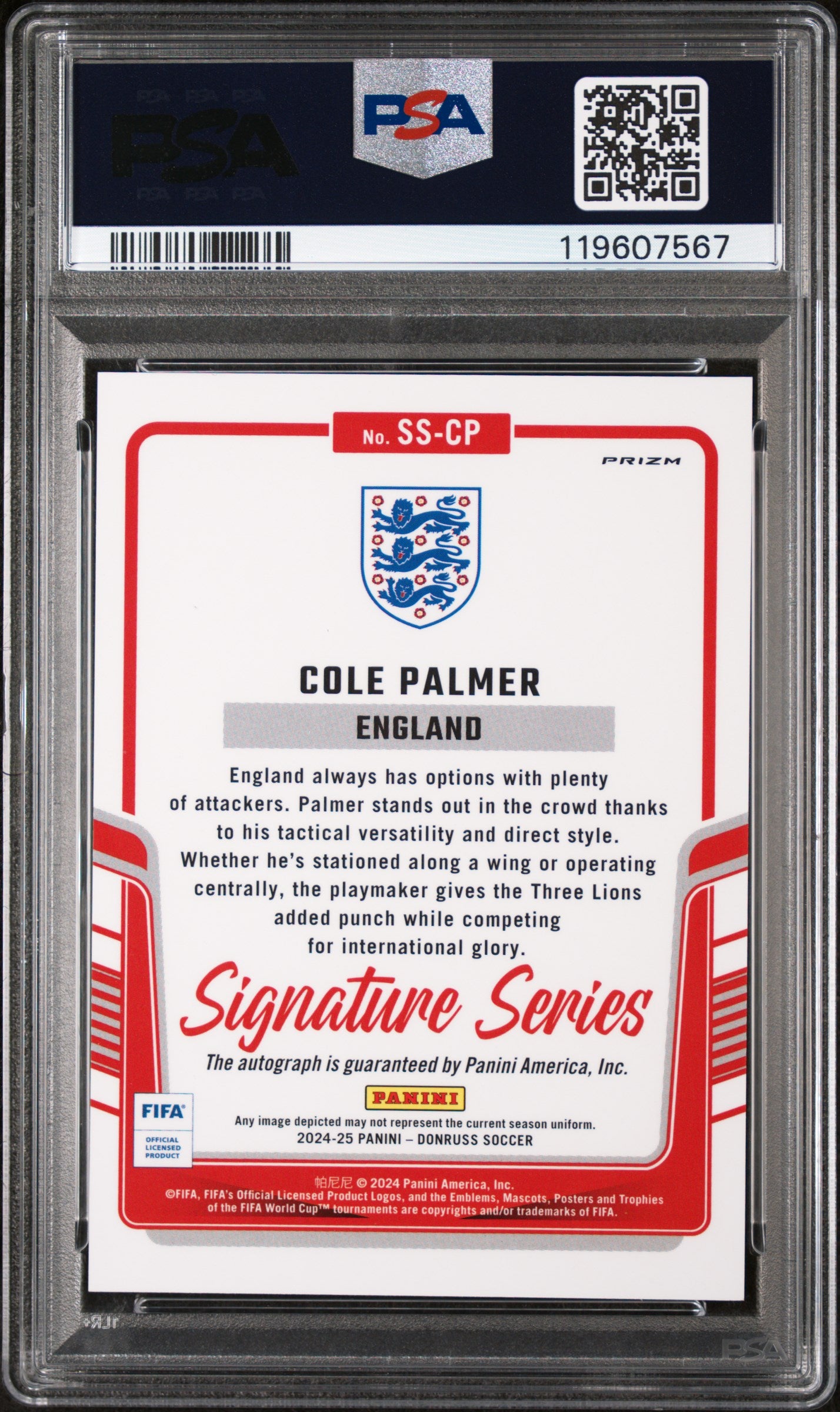 2024-25 Panini Donruss Sig Series Pink Velocity Cole Palmer #SS-CP Auto PSA 10
