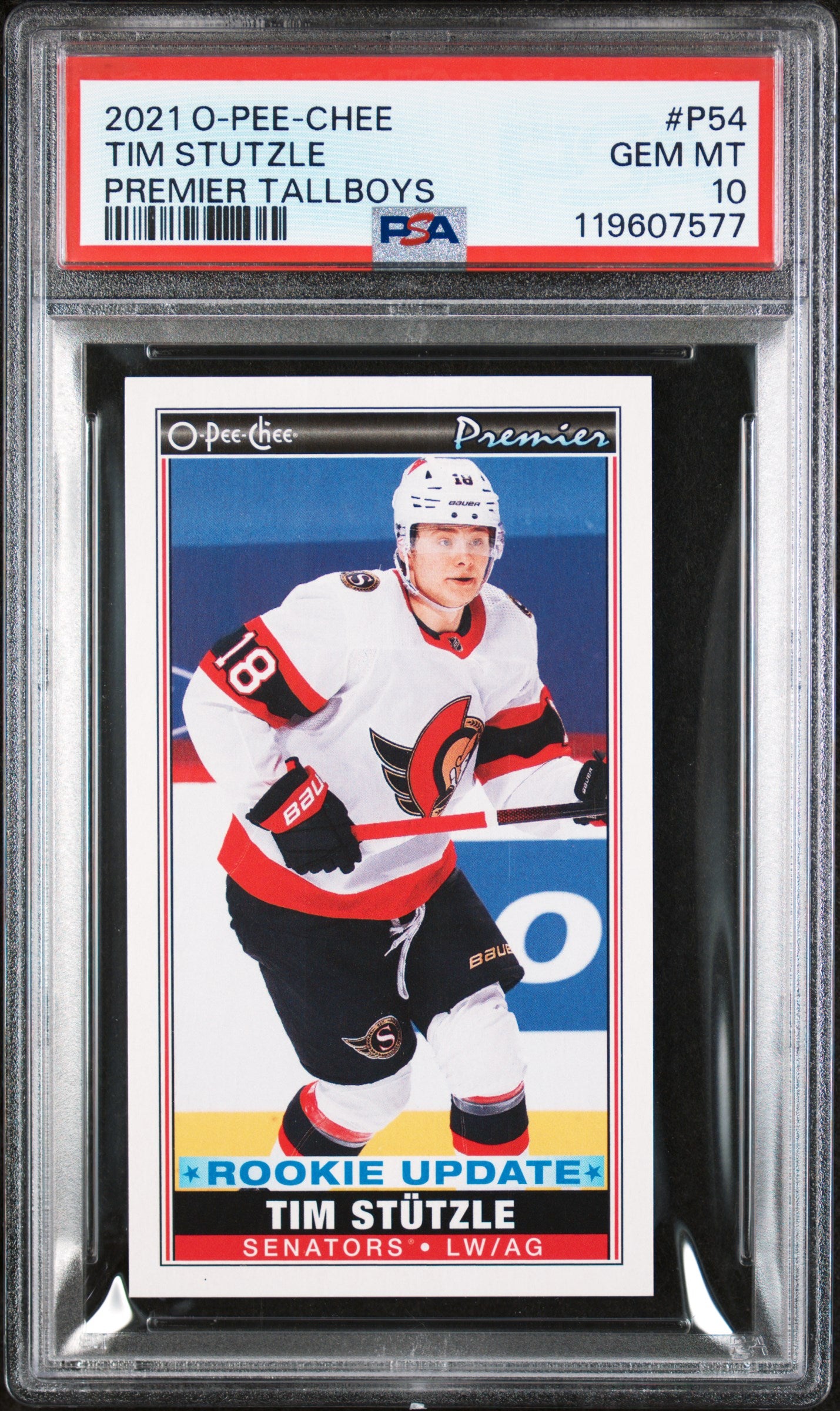 2021 O-Pee-Chee Premier Tallboys Rookie Update Tim Stutzle #P-54 PSA 10
