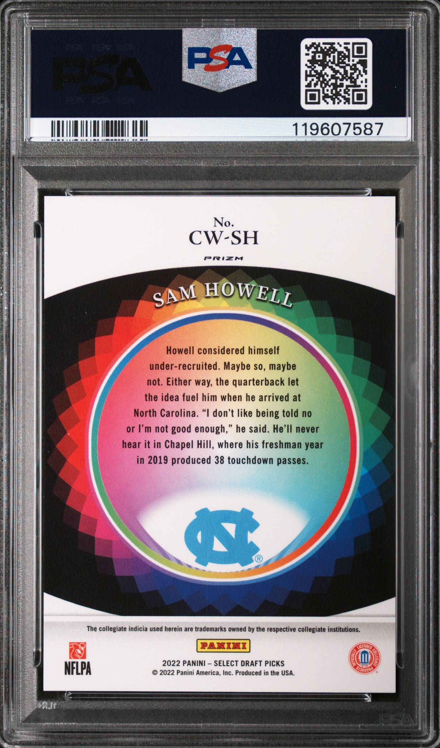 2022 Panini Select Draft Picks Color Wheel Sam Howell #CWSH PSA 10