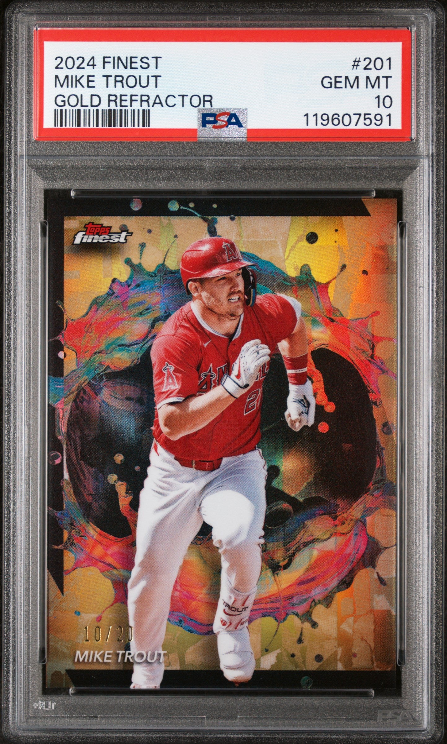 2024 Topps Finest Gold Refractor Mike Trout #201 /50 PSA 10