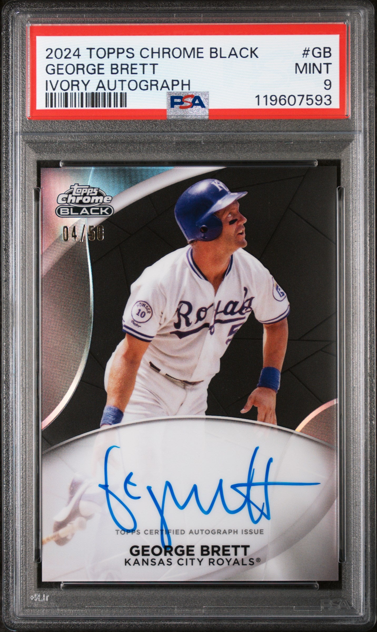 2024 Topps Chrome Black Ivory George Brett #CPA-GB Auto /50 PSA 9
