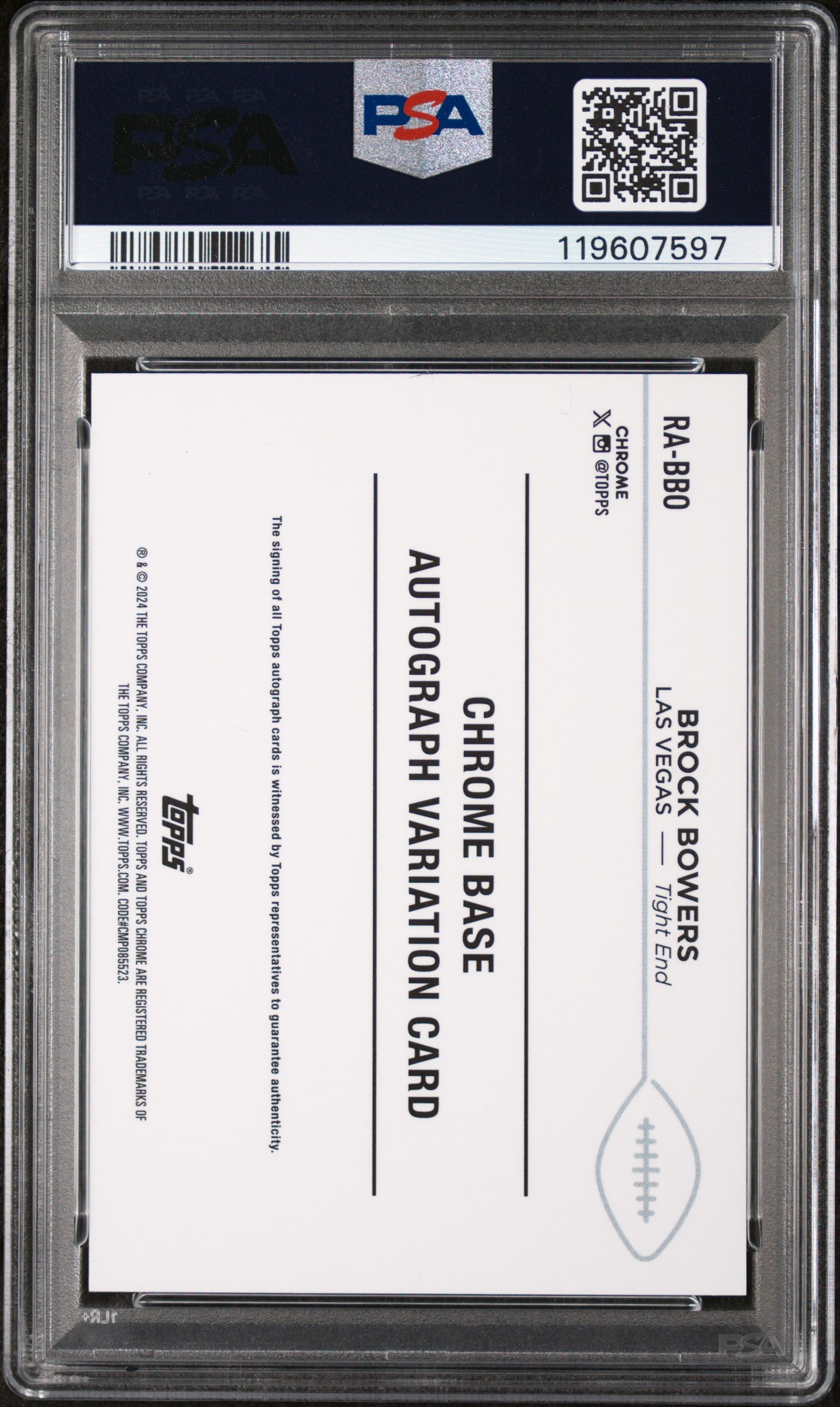 2024 Topps Chrome Brock Bowers #RA-BBO RC Auto Variation PSA 8