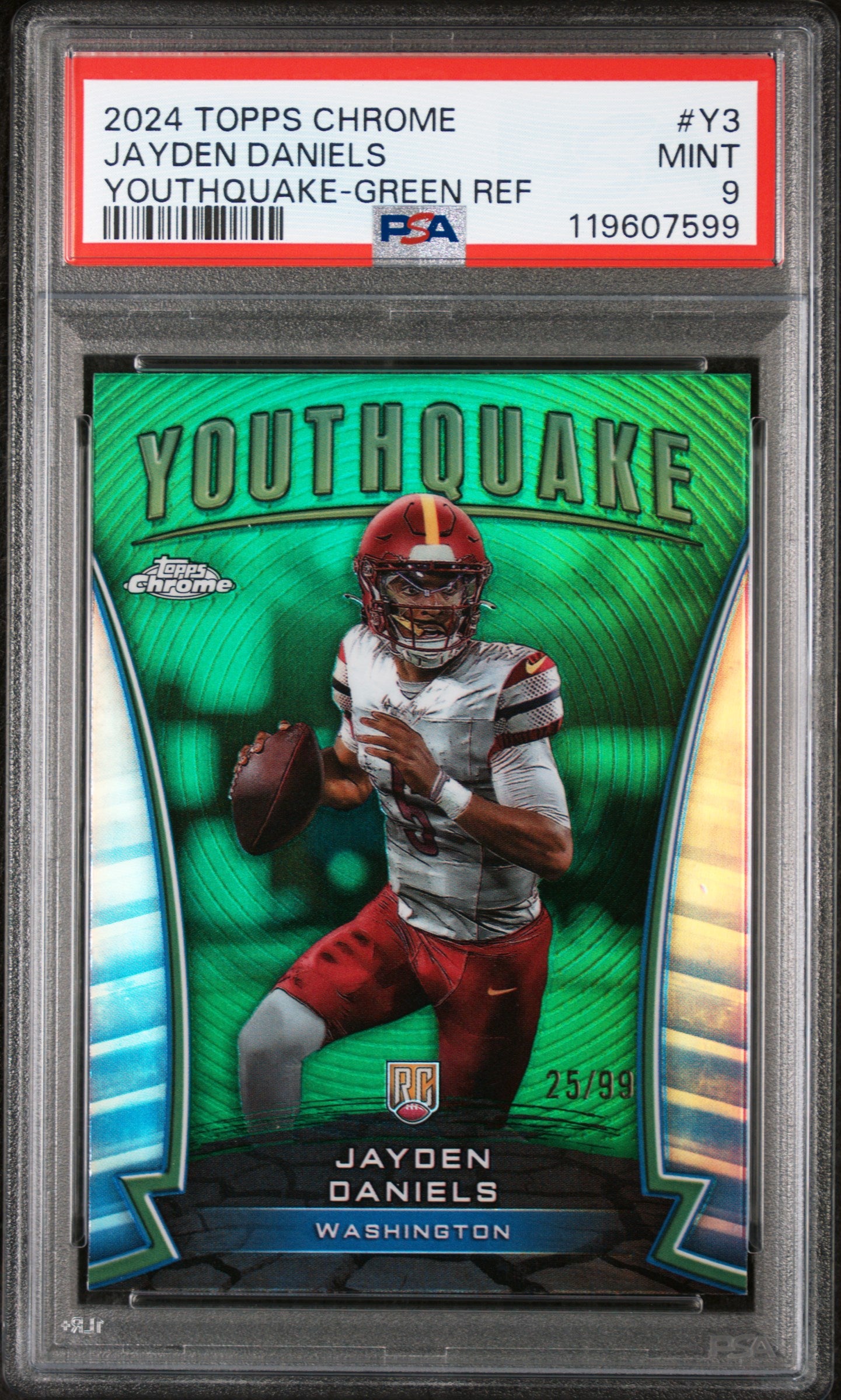 2024 Topps Chrome Youthquake Green Refractor Jayden Daniels #Y-3 RC /99 PSA 9