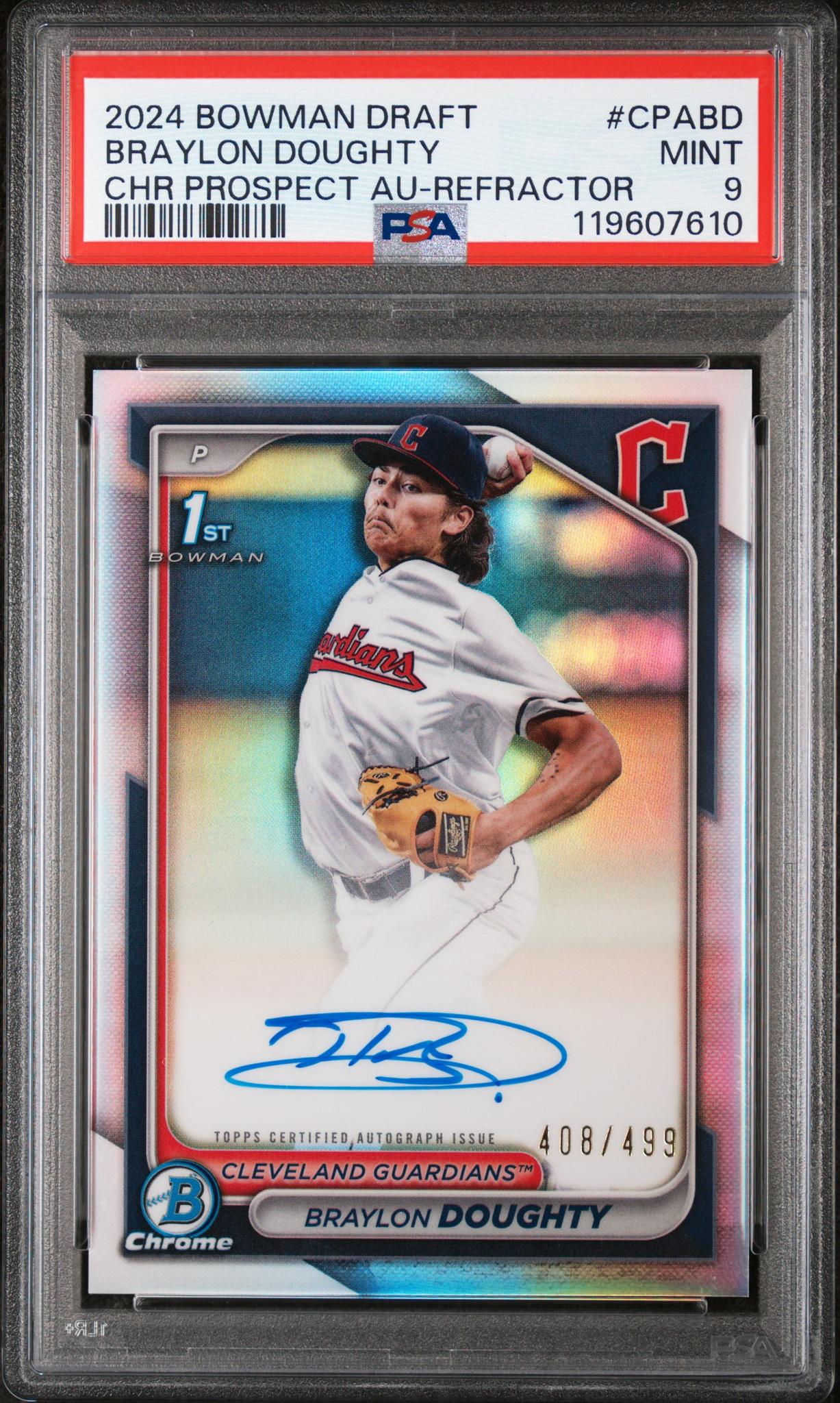 2024 Bowman Draft Chrome Refractor Braylon Doughty #CPABD Auto /499 PSA 9