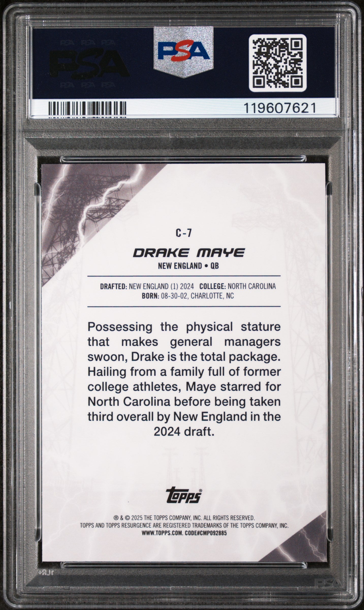 2024 Topps Resurgence Conductors Blue Surge Drake Maye #C7 RC /99 PSA 10