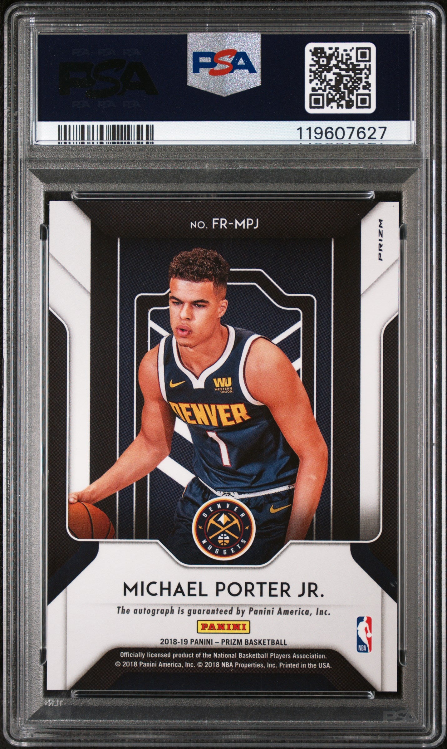 2018 Panini Prizm Fast Break Michael Porter Jr. #FR-MPJ Auto PSA 8