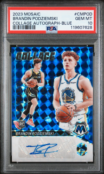 2023 Mosaic Brandin Podziemski Collage Auto Blue #CM-POD /49 PSA 10