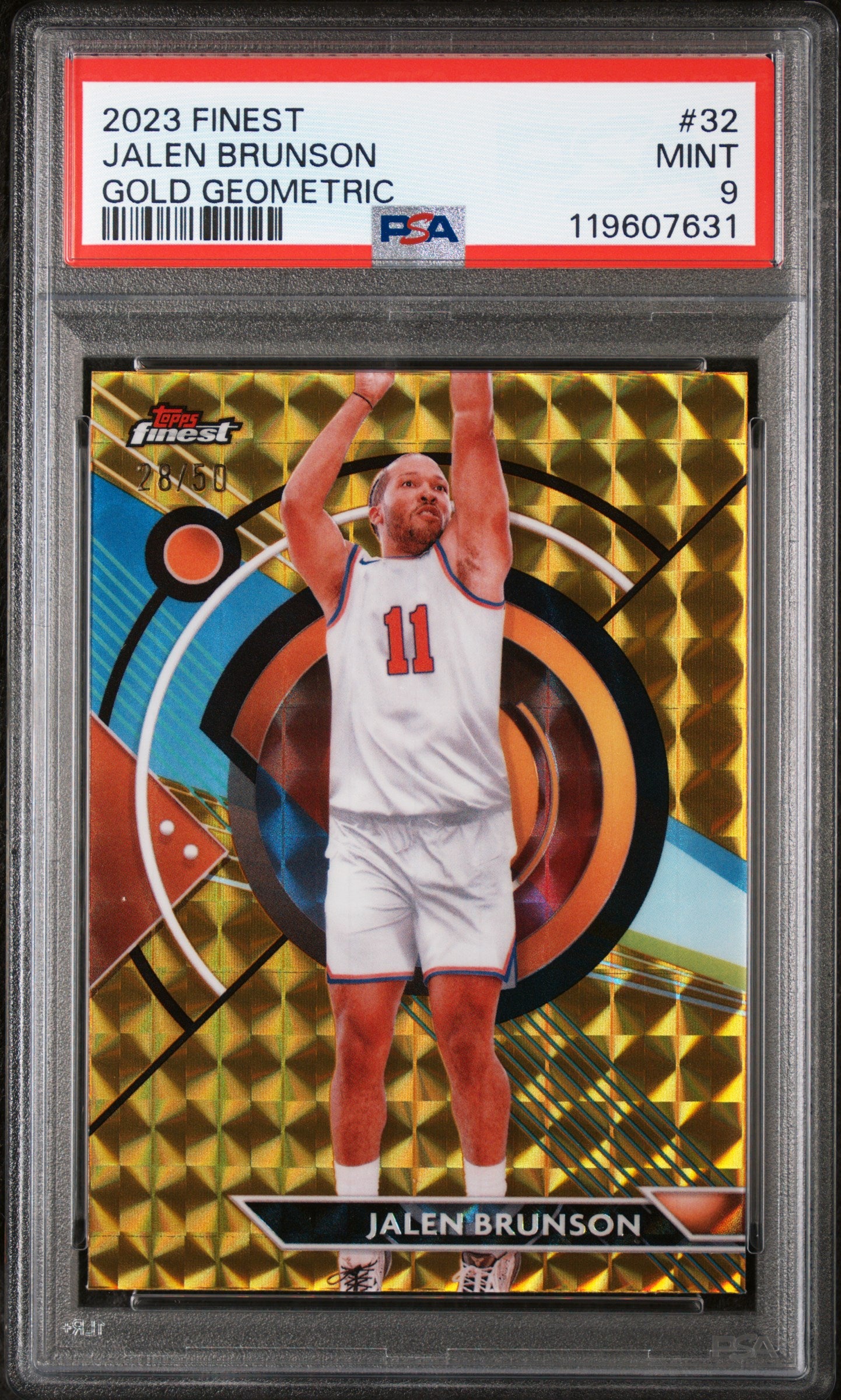 2023 Topps Finest Gold Geometric Jalen Brunson #32 /50 PSA 9