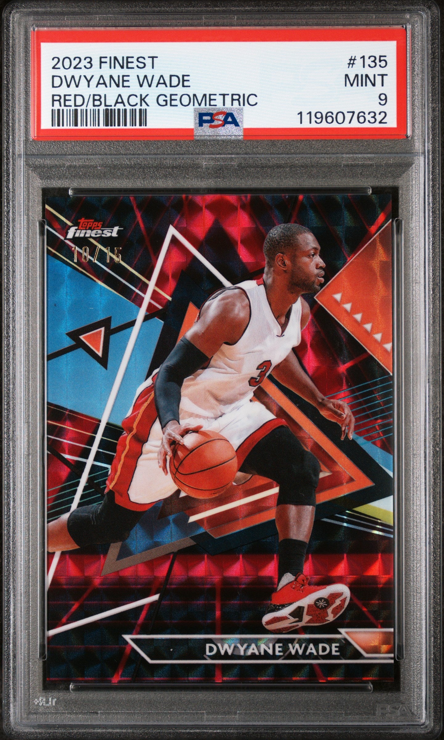 2023 Topps Finest Red/Black Geometric Dwyane Wade #135 /15 PSA 9
