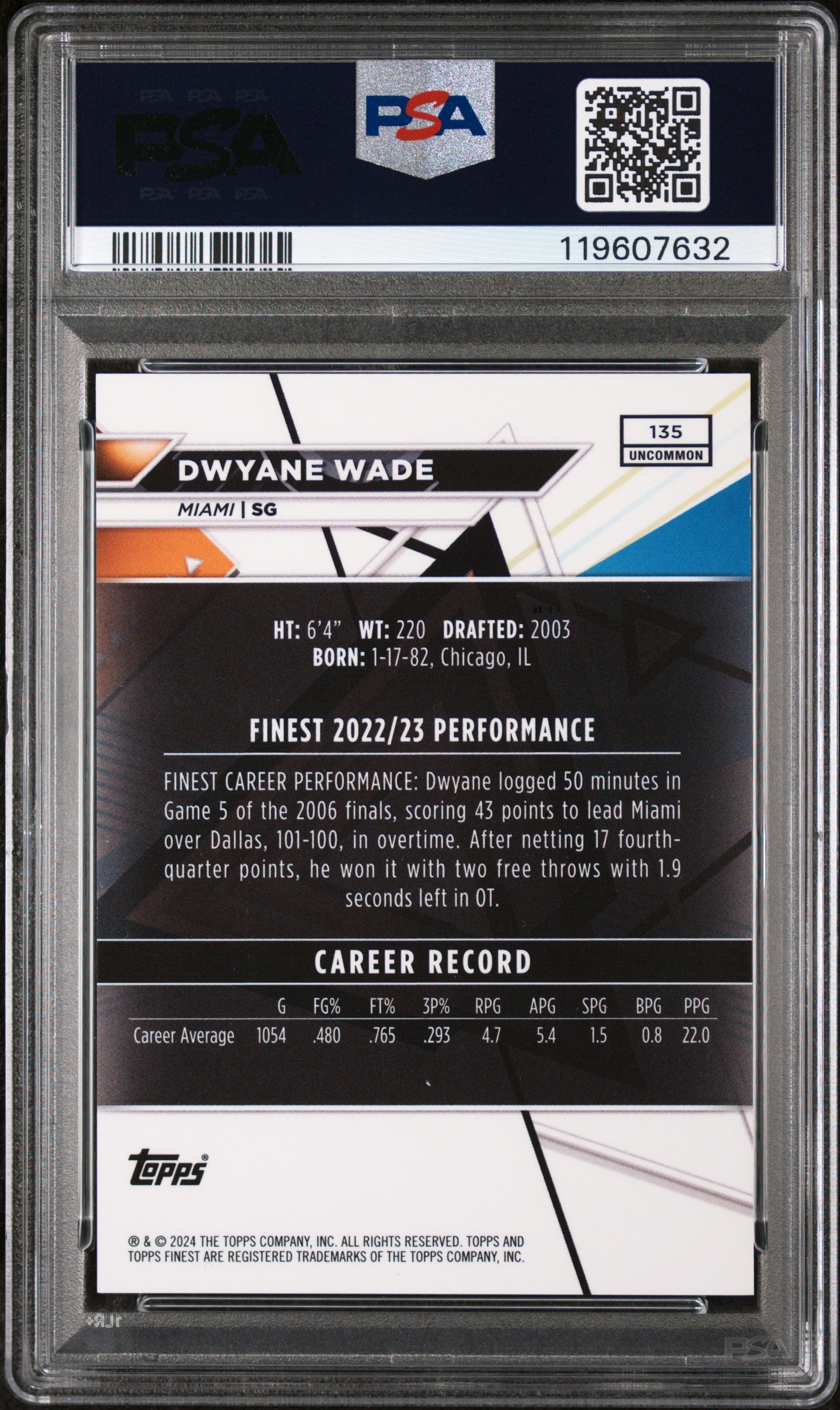 2023 Topps Finest Red/Black Geometric Dwyane Wade #135 /15 PSA 9