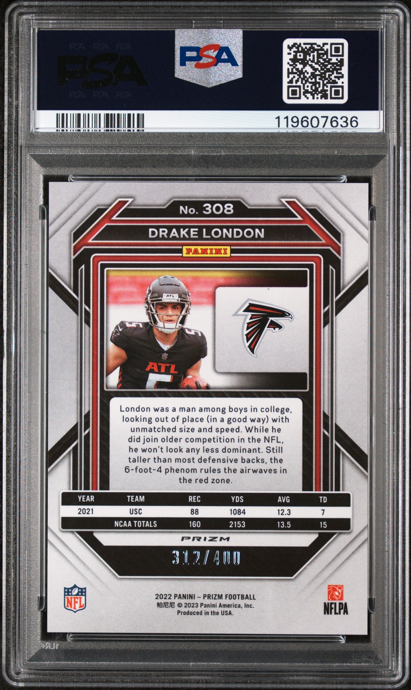 2022 Panini Prizm Pandora Drake London #308 RC /400 PSA 9