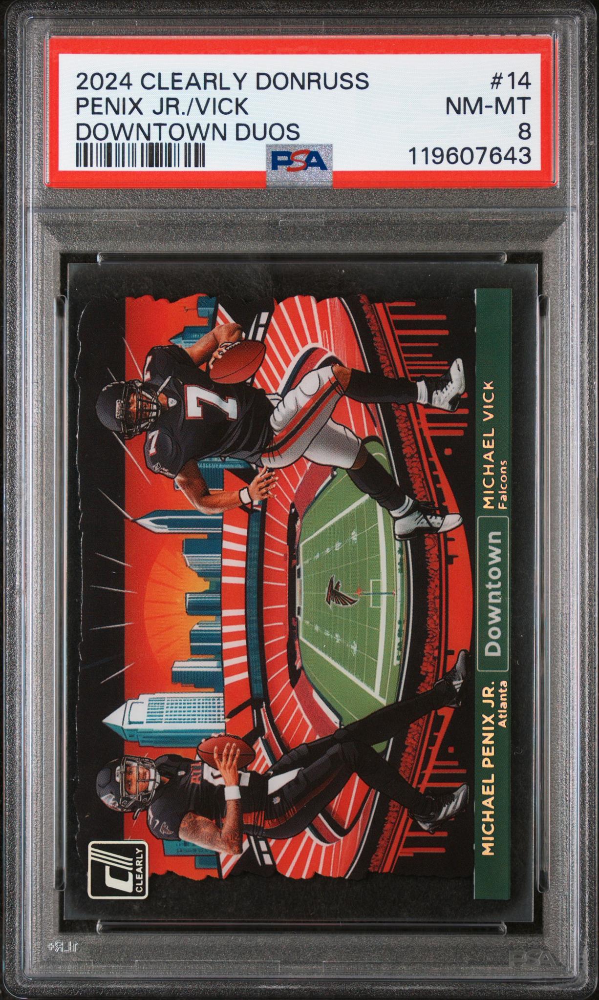 2024 Panini Clearly Donruss Downtown Duos Michael Penix Jr. #14 PSA 8