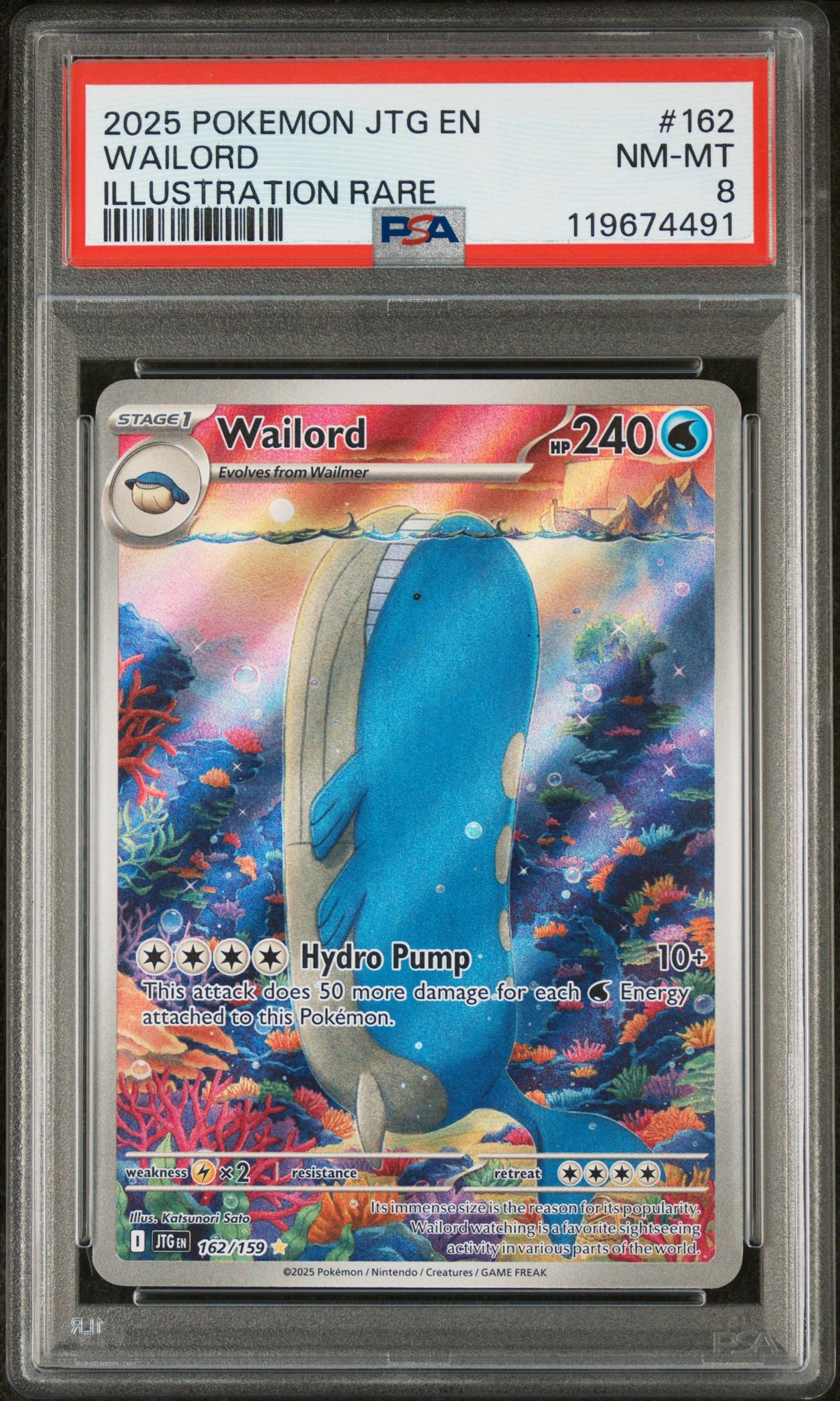 2025 Pokemon #162/159 Wailord Illustration Rare PSA 8