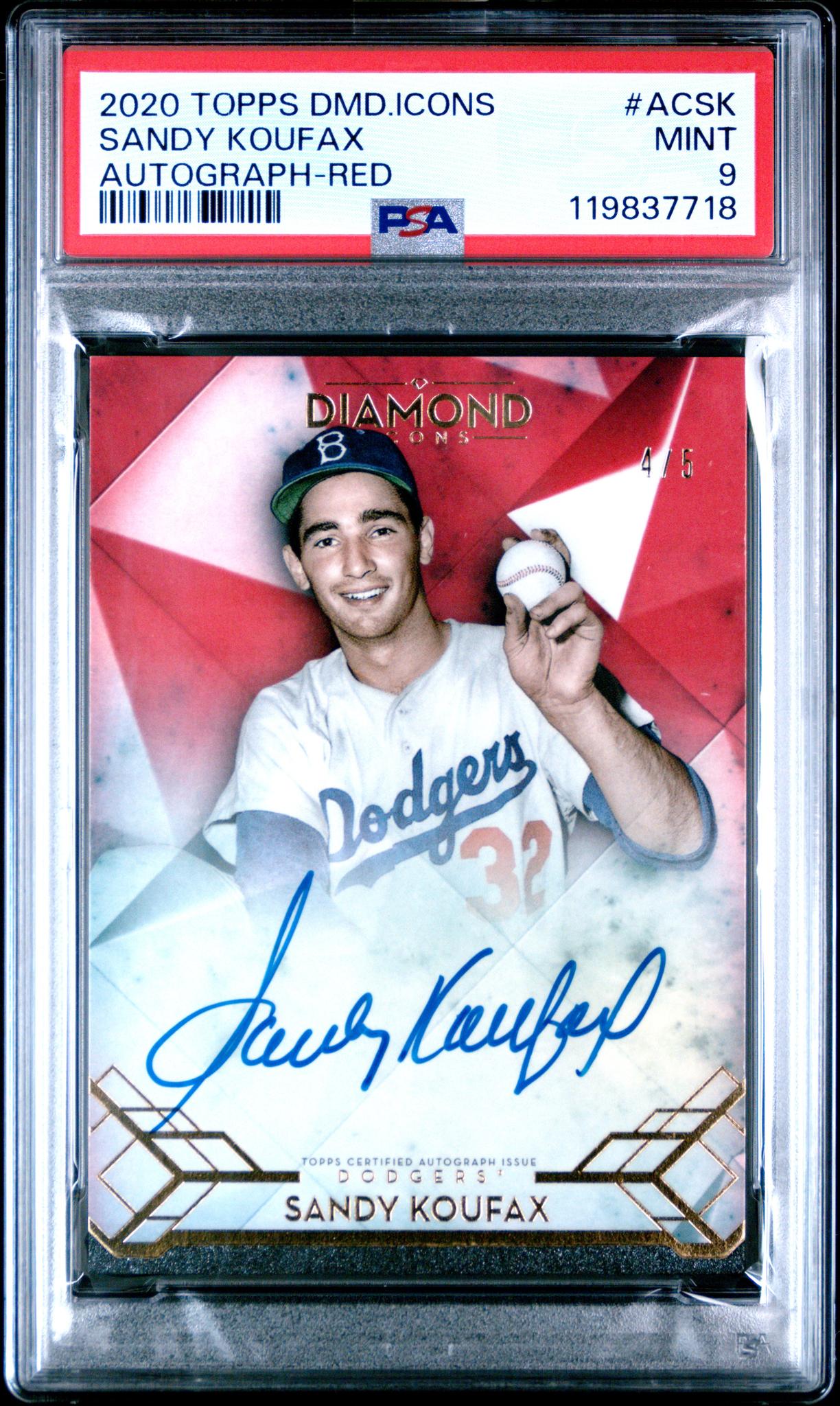 2020 Topps Diamond Icons Red Sandy Koufax #AC-SK Auto /5 PSA 9