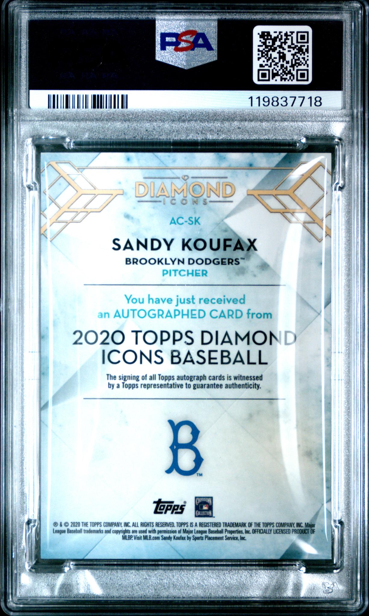 2020 Topps Diamond Icons Red Sandy Koufax #AC-SK Auto /5 PSA 9