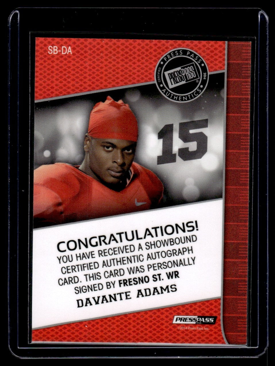 2014 Press Pass Showbound Davante Adams #SB-DA Auto