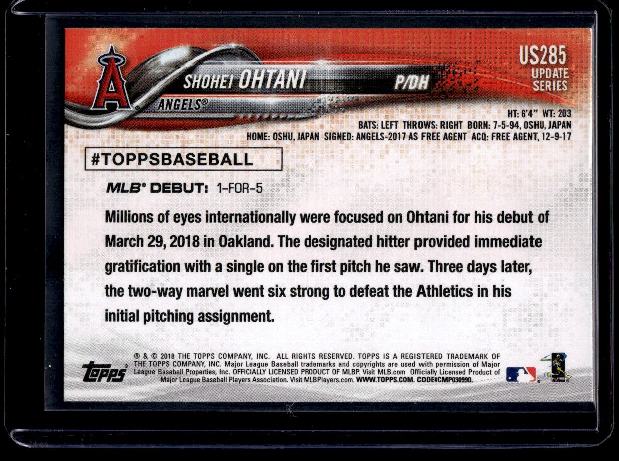 2018 Topps US285 Shohei Ohtani Update Series Rookie Angels