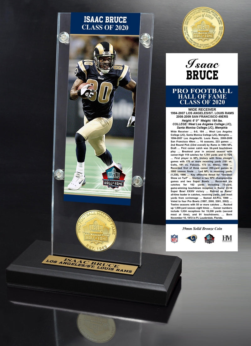 Highland Mint Isaac Bruce Hall of Fame Bronze Coin Ticket Acrylic