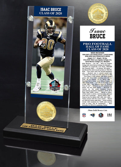 Highland Mint Isaac Bruce Hall of Fame Bronze Coin Ticket Acrylic
