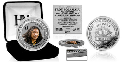 Highland Mint Troy Polamalu 2020 Hall of Fame Color Silver Coin - Limited Edition /5,000