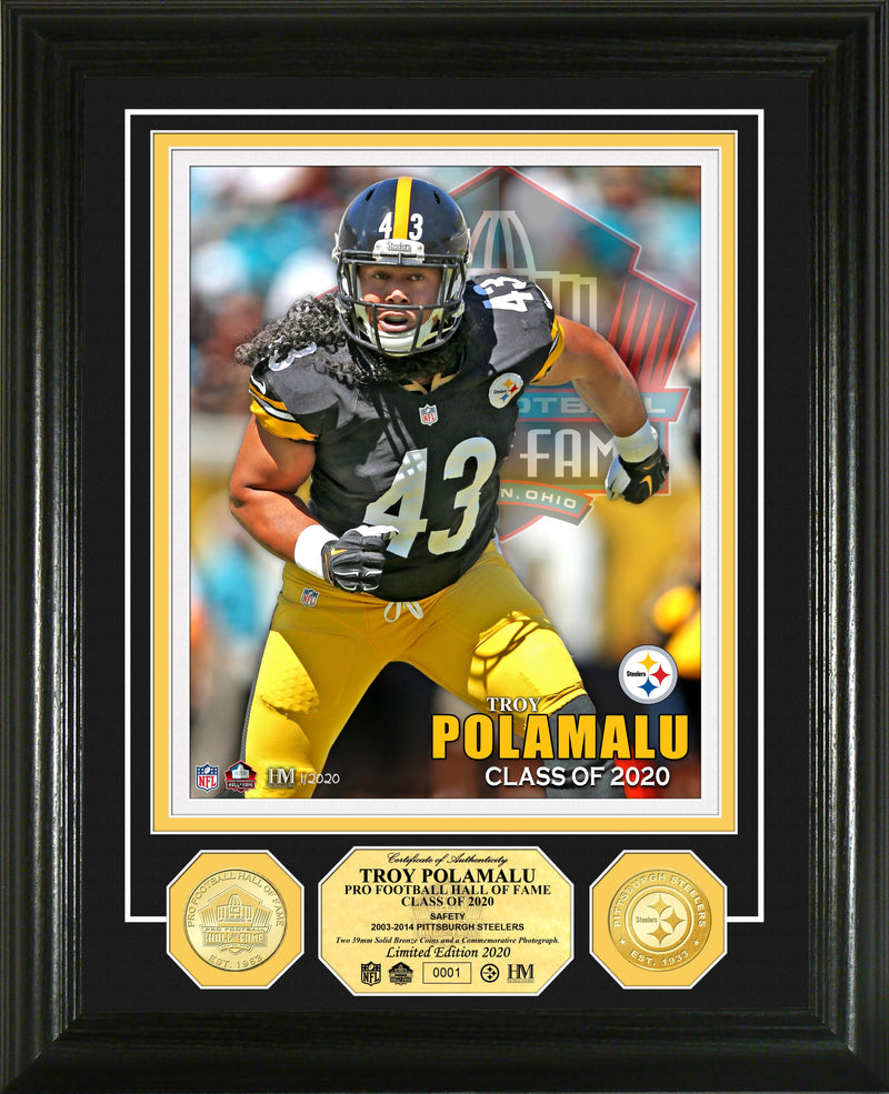 Highland Mint Troy Polamalu 2020 Hall of Fame Bronze Coin Photo Mint - Limited Edition /2020