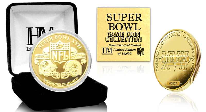 Highland Mint Super Bowl XVII 24kt Gold Flip Coin - Limited Edition /5,000