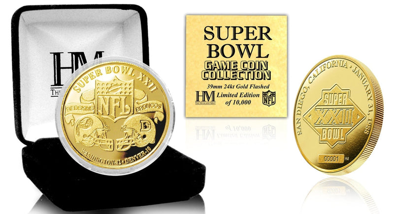 Highland Mint Super Bowl XXII 24kt Gold Flip Coin - Limited Edition /5,000